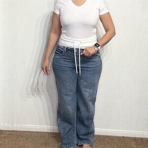 Rewash Blue Pullon Double Waist Drawstring Wide Leg Jeans Sz 29